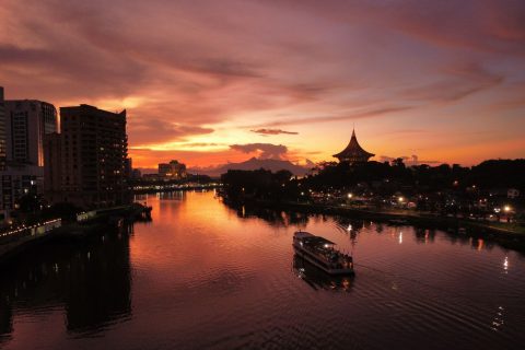Kuching Waterfront at sunset